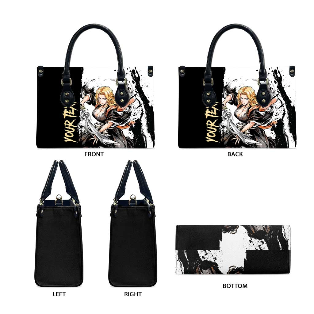 Personalized Rangiku Matsumoto Leather Bag Ink Splash Anime Brush Style