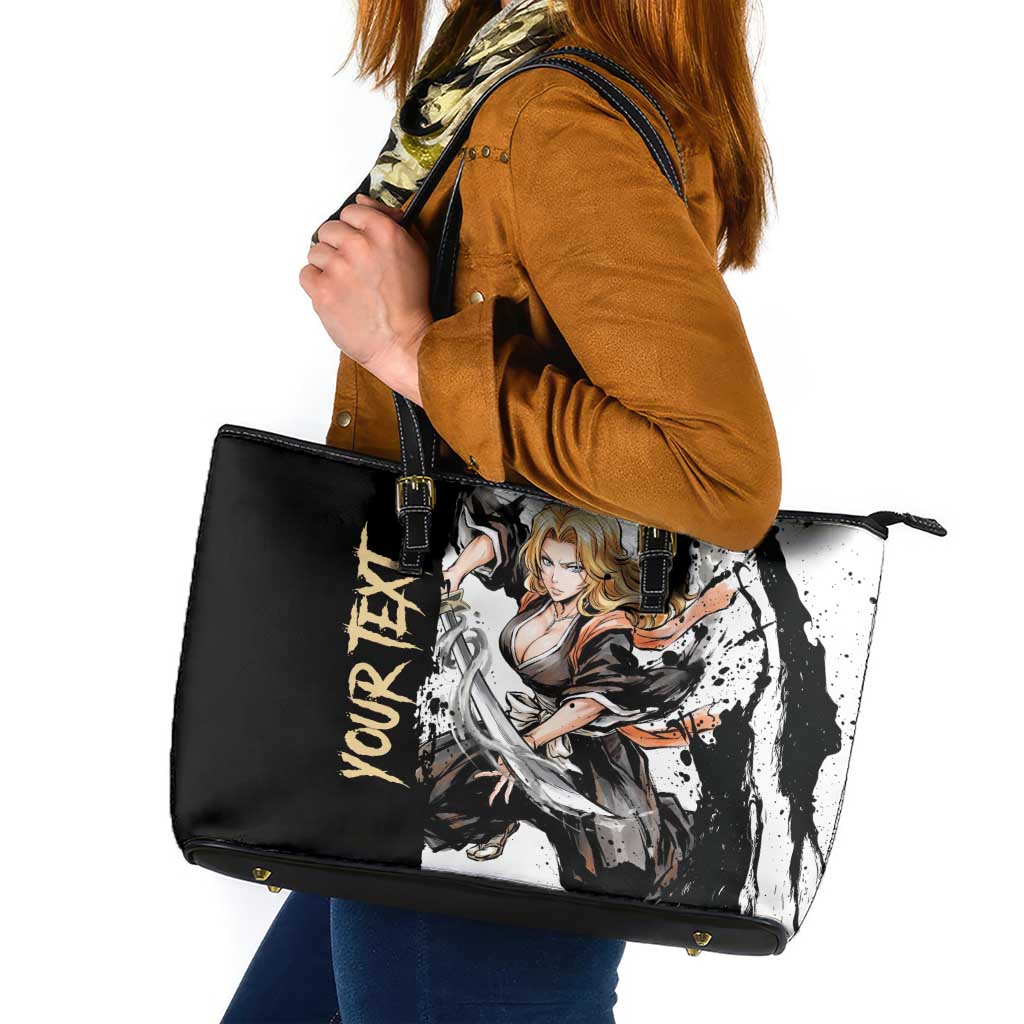Personalized Rangiku Matsumoto Leather Tote Bag Ink Splash Anime Brush Style