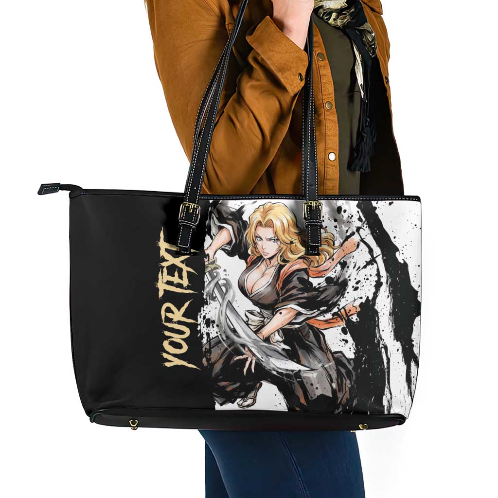 Personalized Rangiku Matsumoto Leather Tote Bag Ink Splash Anime Brush Style