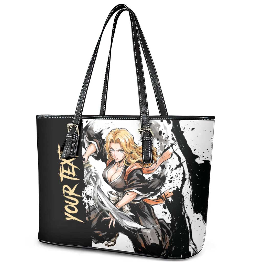 Personalized Rangiku Matsumoto Leather Tote Bag Ink Splash Anime Brush Style