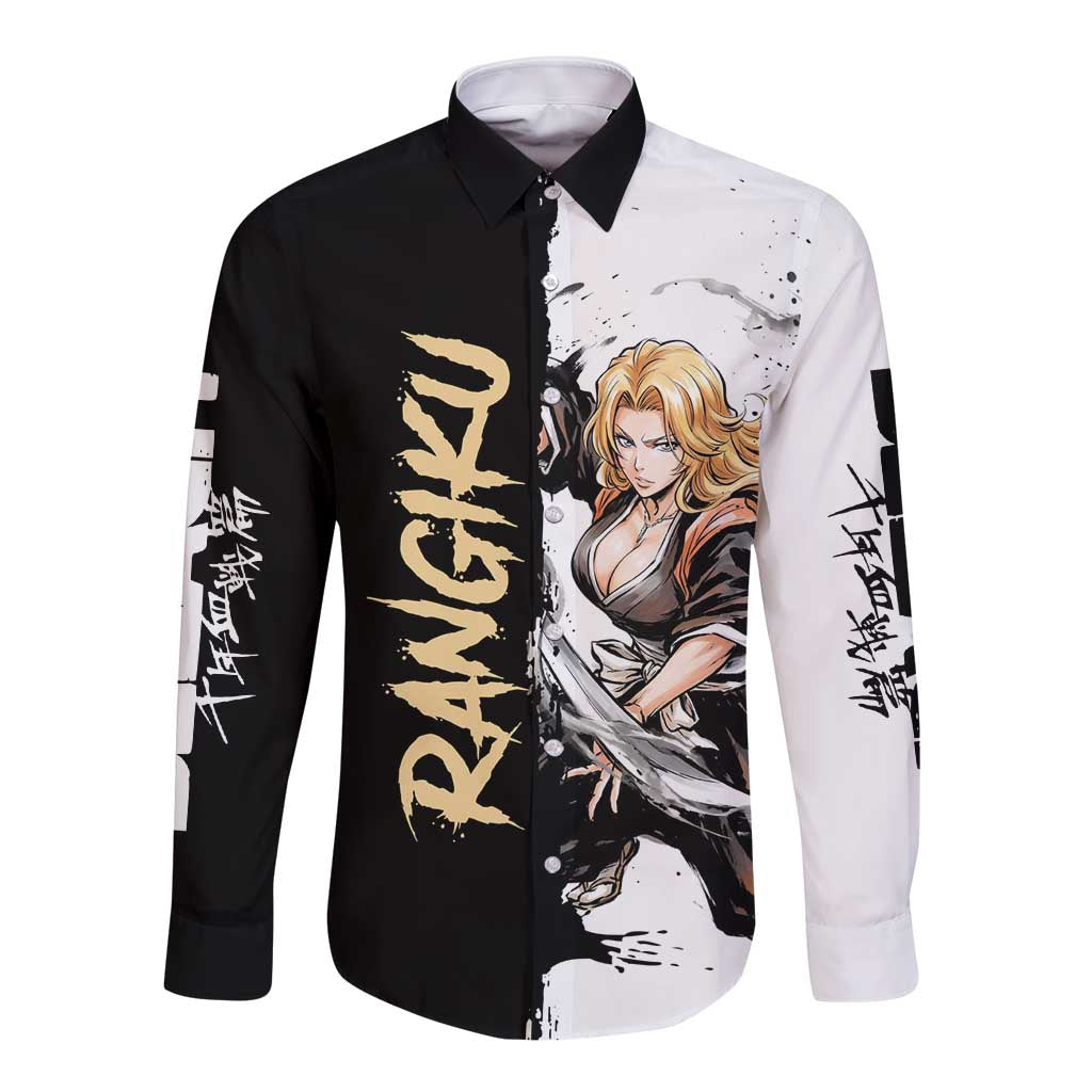 Personalized Rangiku Matsumoto Long Sleeve Button Shirt Ink Splash Anime Brush Style