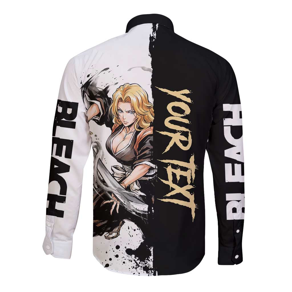 Personalized Rangiku Matsumoto Long Sleeve Button Shirt Ink Splash Anime Brush Style