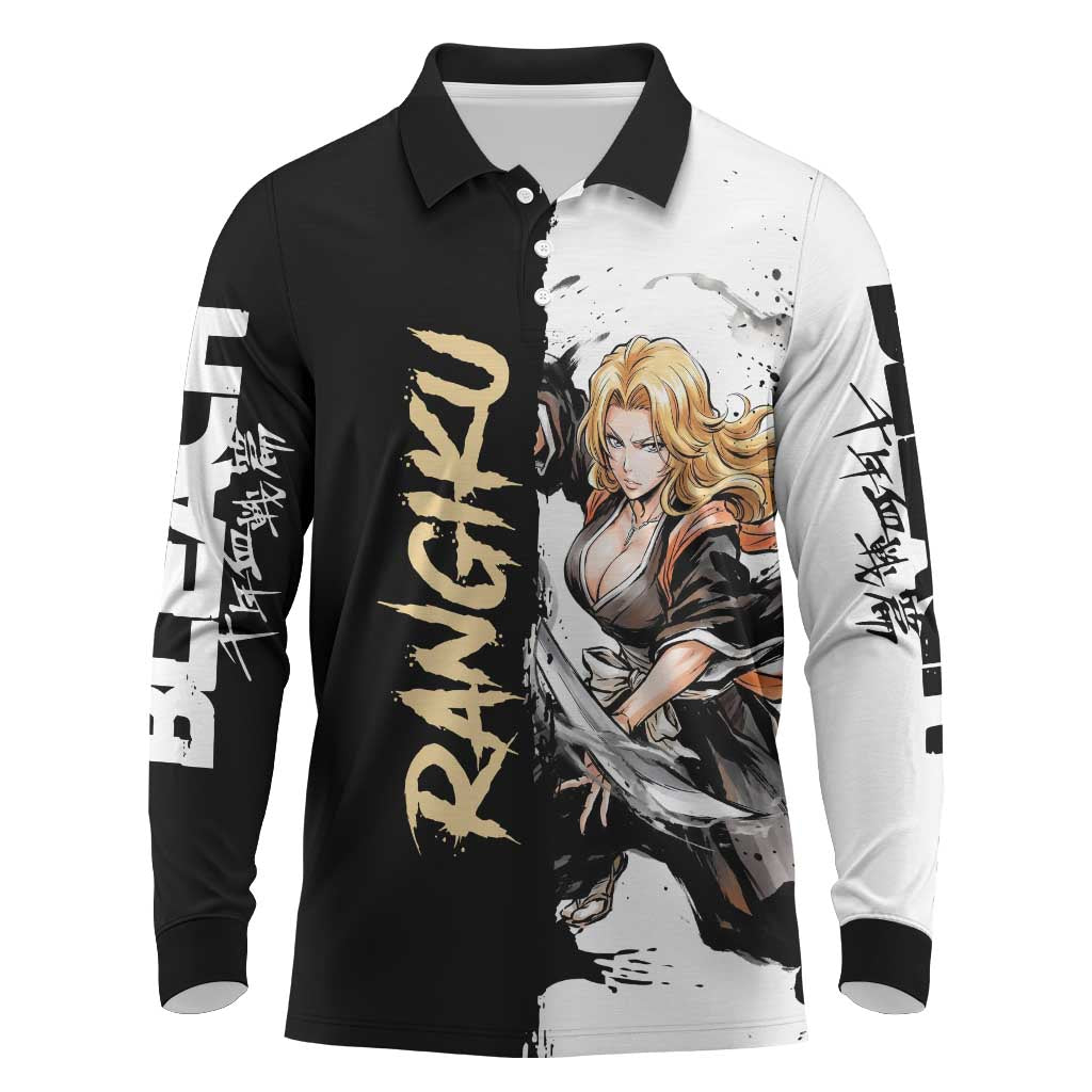 Personalized Rangiku Matsumoto Long Sleeve Polo Shirt Ink Splash Anime Brush Style