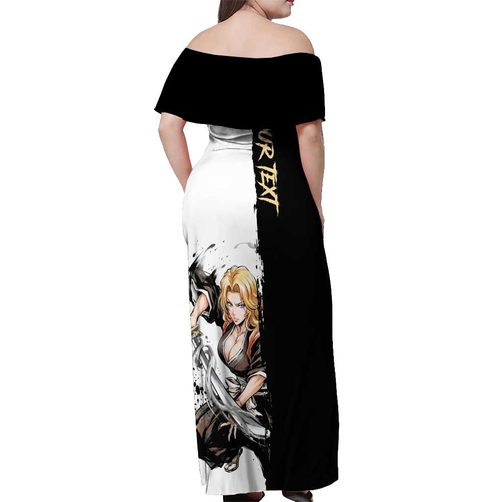 Personalized Rangiku Matsumoto Off Shoulder Maxi Dress Ink Splash Anime Brush Style