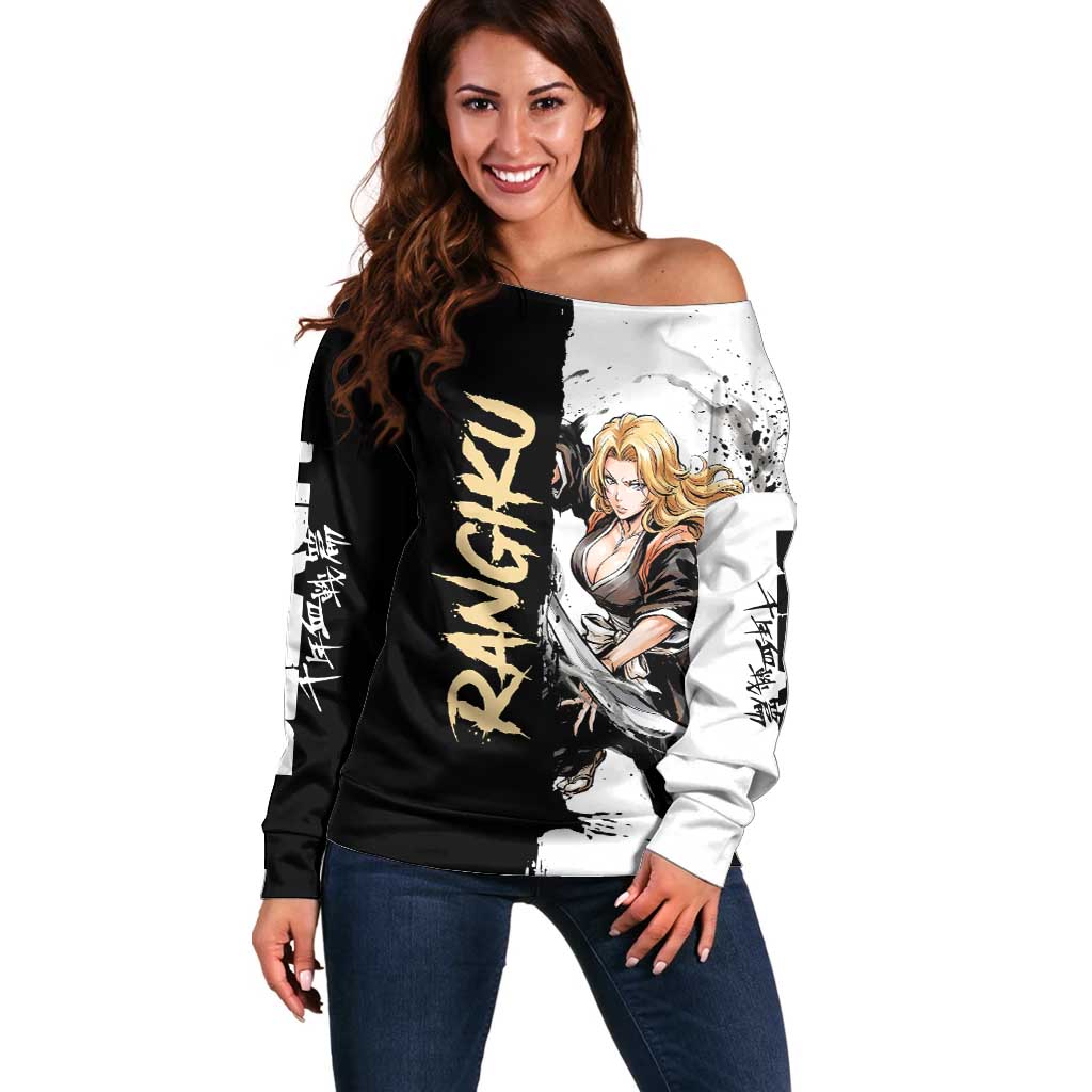 Personalized Rangiku Matsumoto Off Shoulder Sweater Ink Splash Anime Brush Style