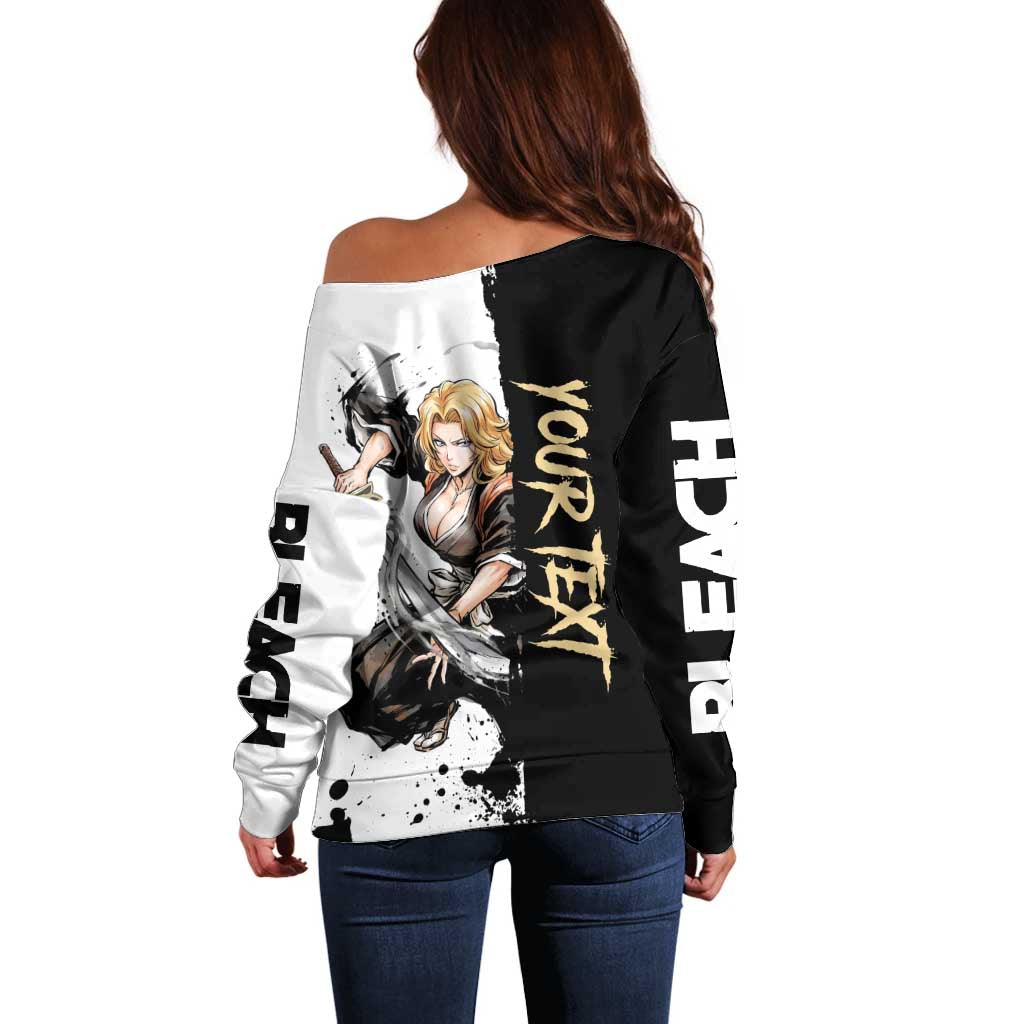 Personalized Rangiku Matsumoto Off Shoulder Sweater Ink Splash Anime Brush Style