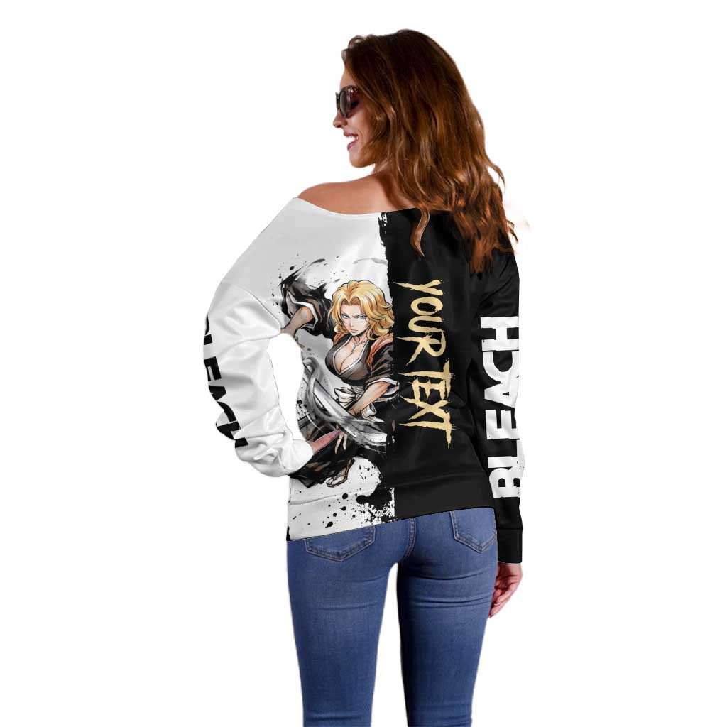 Personalized Rangiku Matsumoto Off Shoulder Sweater Ink Splash Anime Brush Style