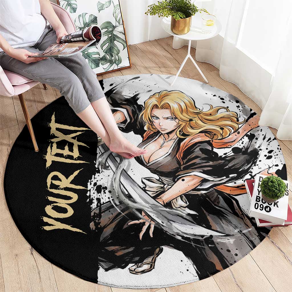 Personalized Rangiku Matsumoto Round Carpet Ink Splash Anime Brush Style