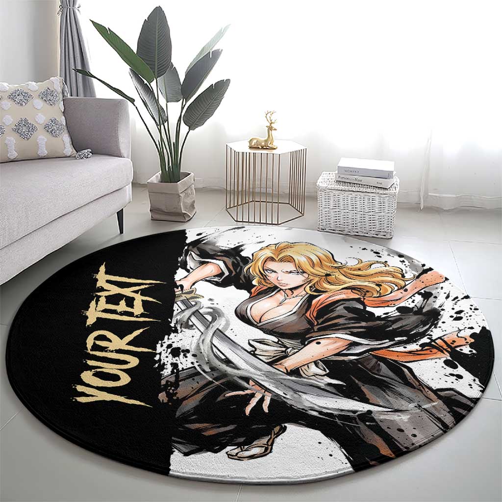 Personalized Rangiku Matsumoto Round Carpet Ink Splash Anime Brush Style