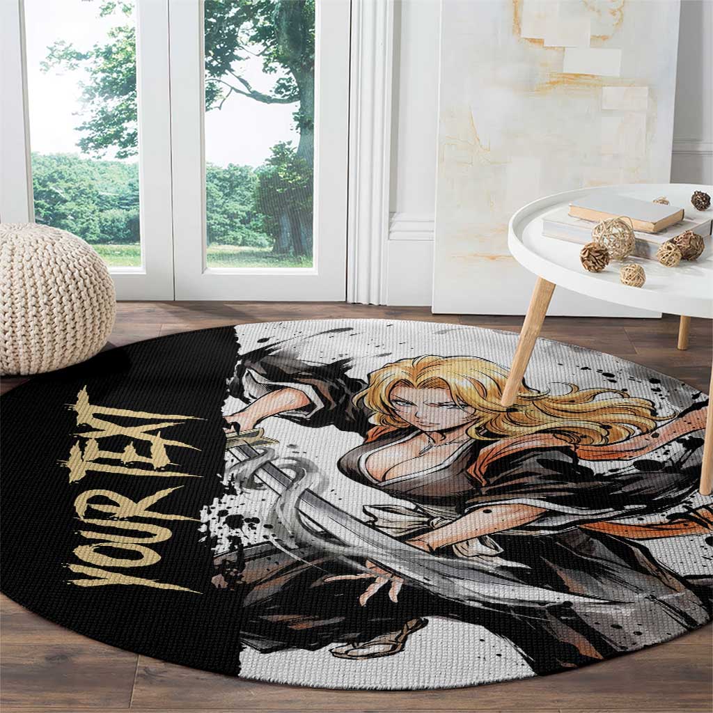 Personalized Rangiku Matsumoto Round Carpet Ink Splash Anime Brush Style