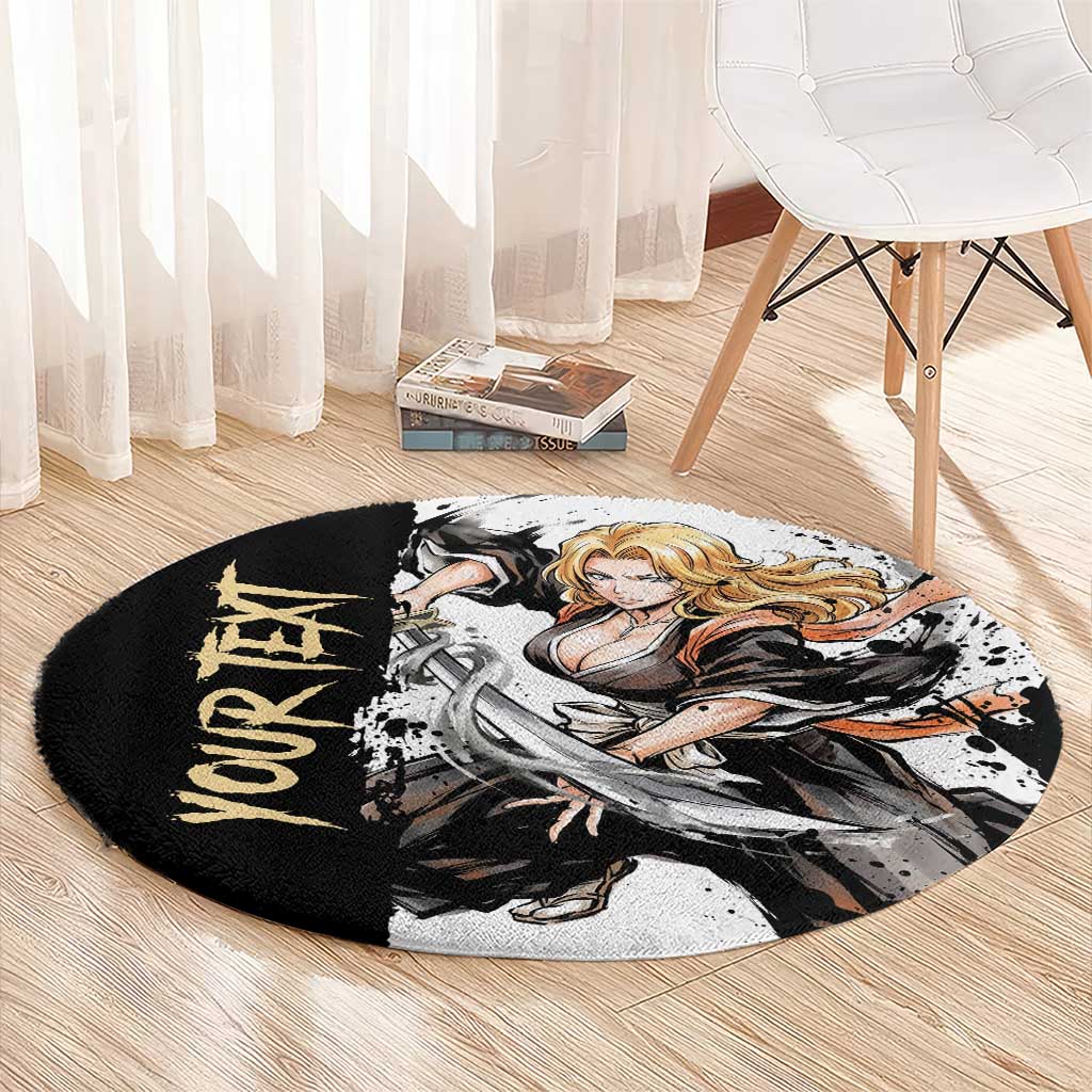 Personalized Rangiku Matsumoto Round Carpet Ink Splash Anime Brush Style