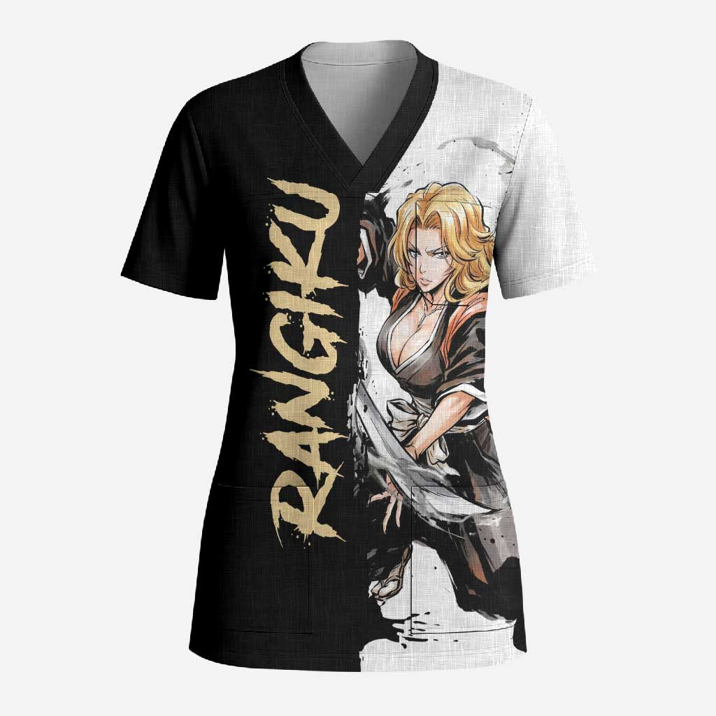 Personalized Rangiku Matsumoto Scrub Top Ink Splash Anime Brush Style