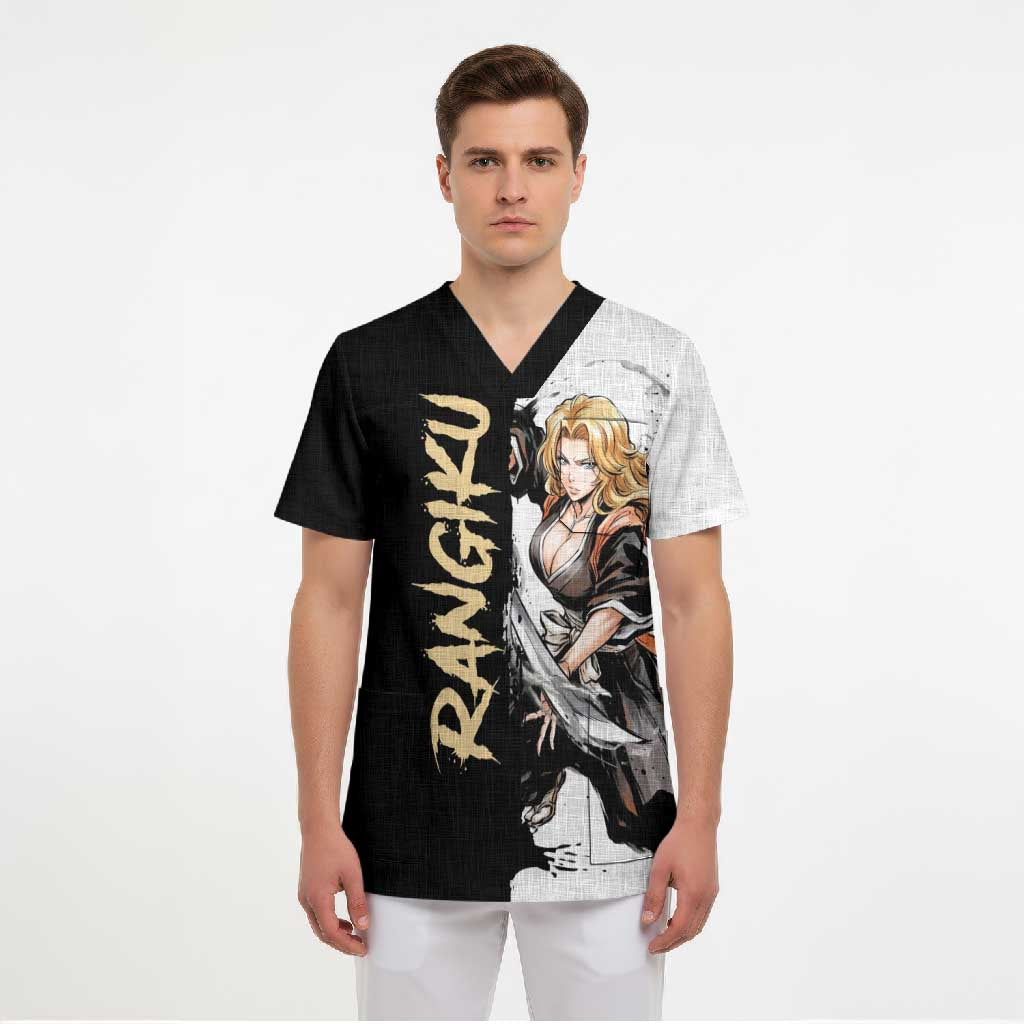 Personalized Rangiku Matsumoto Scrub Top Ink Splash Anime Brush Style