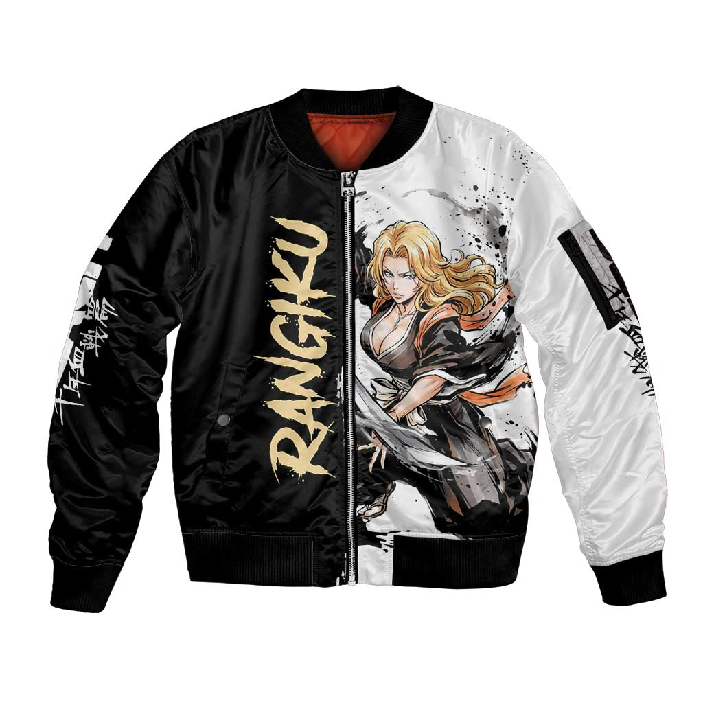 Personalized Rangiku Matsumoto Sleeve Zip Bomber Jacket Ink Splash Anime Brush Style