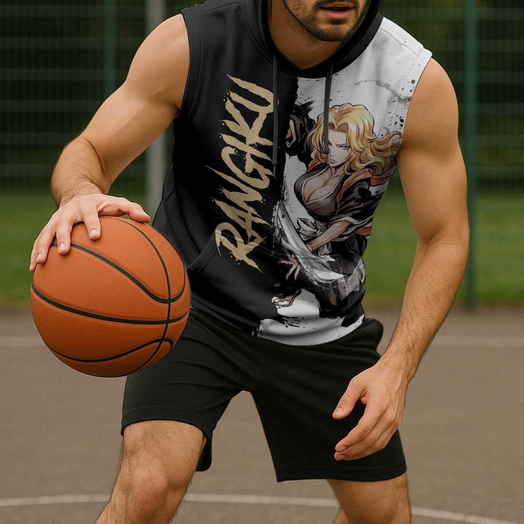 Personalized Rangiku Matsumoto Sleeveless Hoodie Ink Splash Anime Brush Style