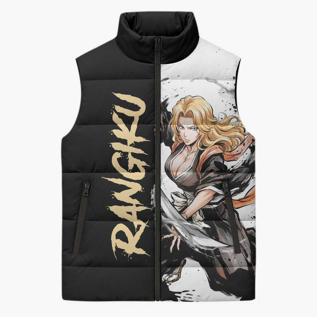 Personalized Rangiku Matsumoto Sleeveless Puffer Jacket Ink Splash Anime Brush Style