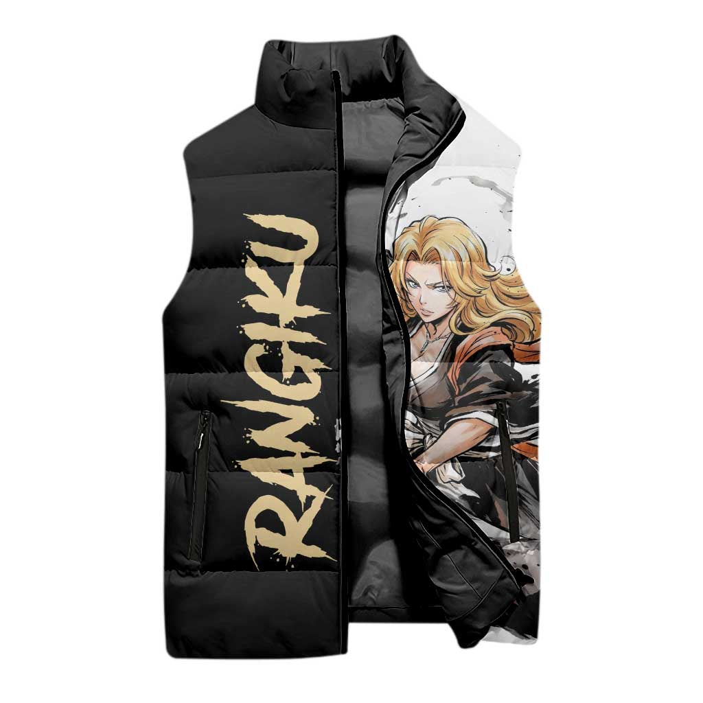 Personalized Rangiku Matsumoto Sleeveless Puffer Jacket Ink Splash Anime Brush Style