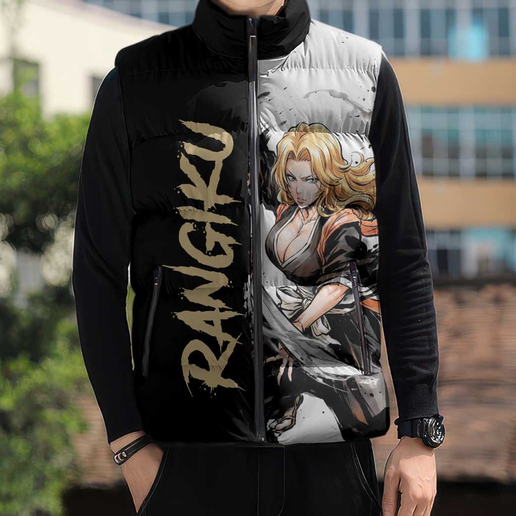 Personalized Rangiku Matsumoto Sleeveless Puffer Jacket Ink Splash Anime Brush Style