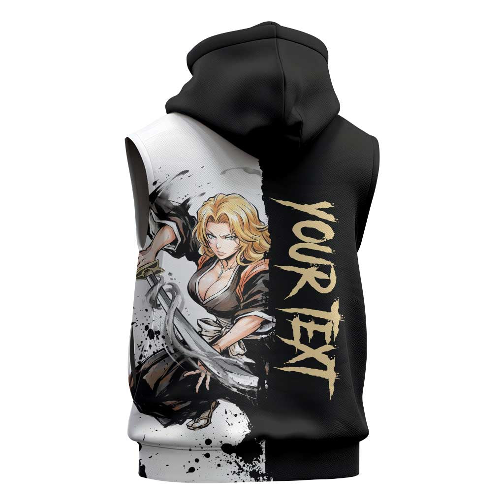 Personalized Rangiku Matsumoto Sleeveless Zip Hoodie Ink Splash Anime Brush Style
