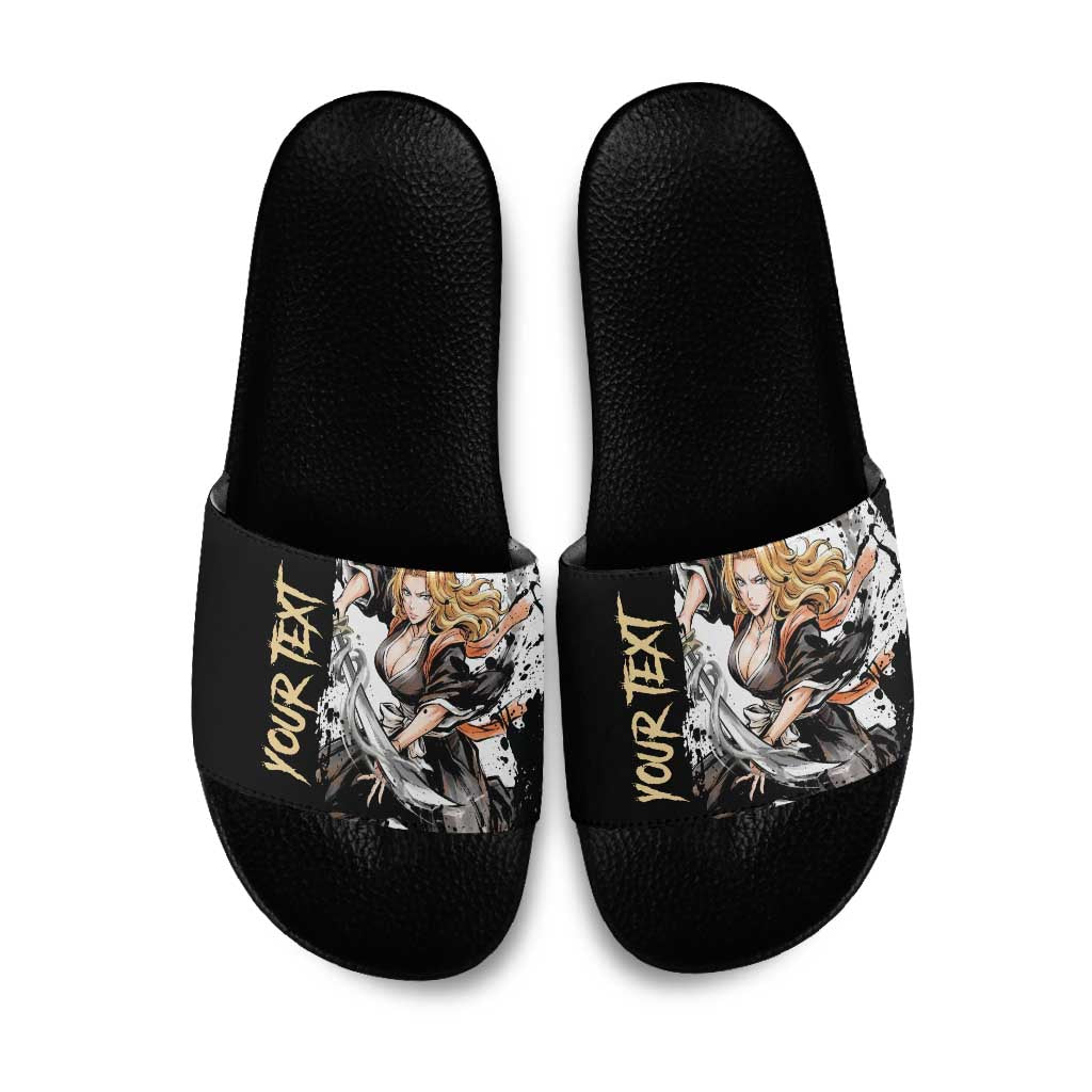 Personalized Rangiku Matsumoto Slide Sandals Ink Splash Anime Brush Style