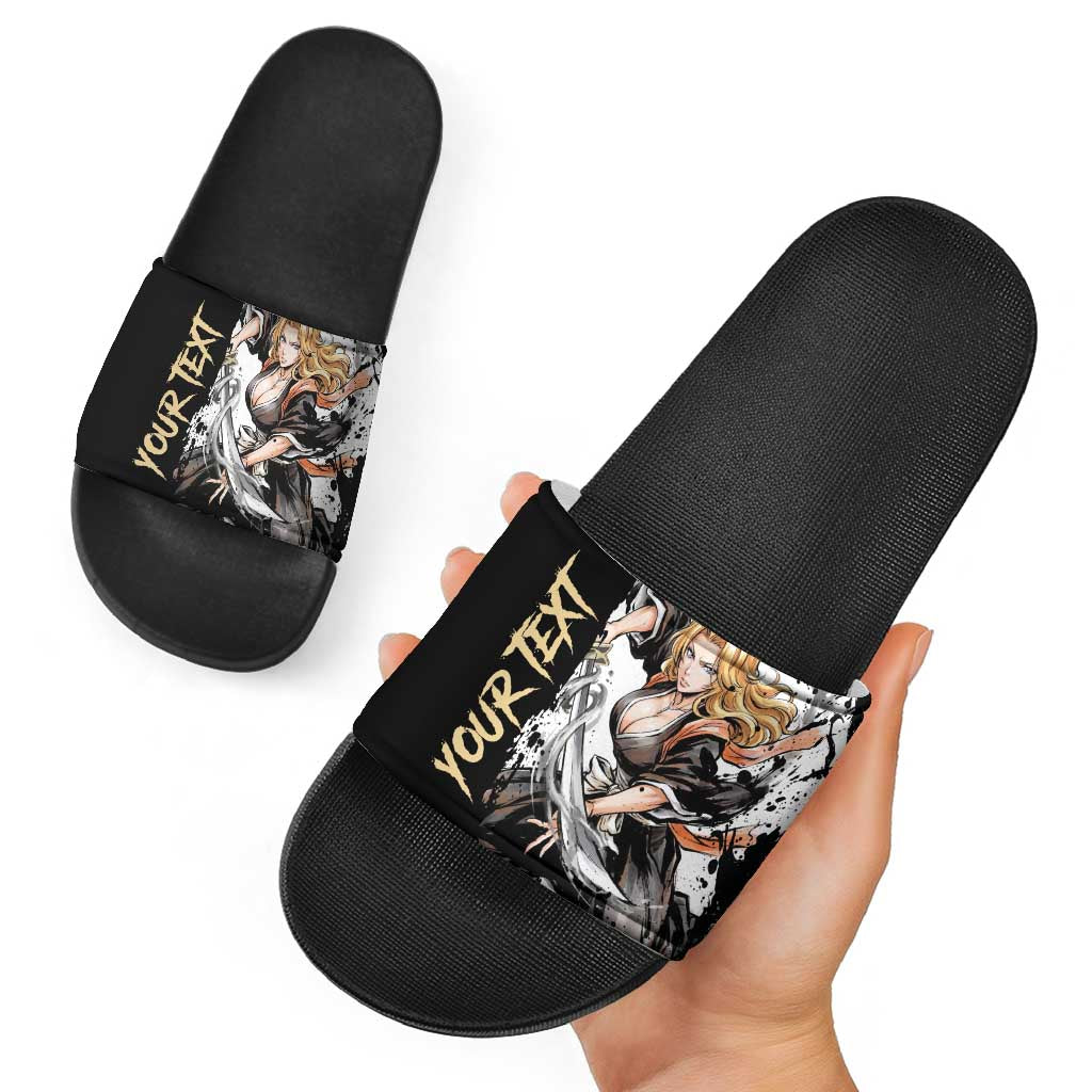 Personalized Rangiku Matsumoto Slide Sandals Ink Splash Anime Brush Style