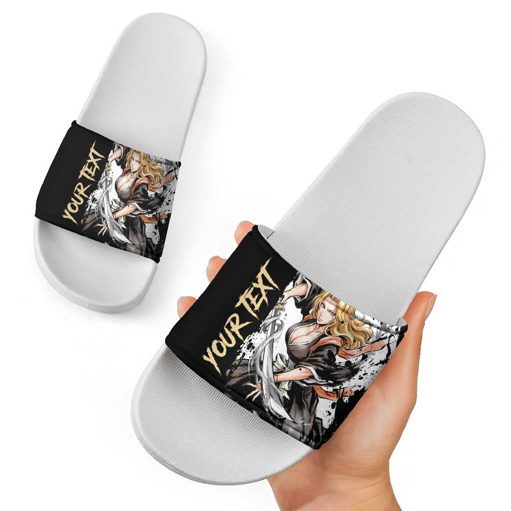 Personalized Rangiku Matsumoto Slide Sandals Ink Splash Anime Brush Style