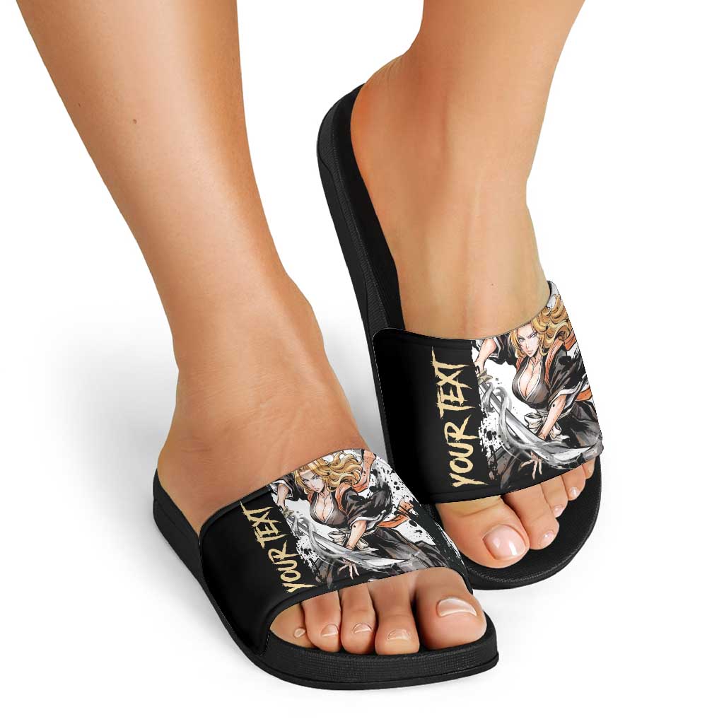 Personalized Rangiku Matsumoto Slide Sandals Ink Splash Anime Brush Style
