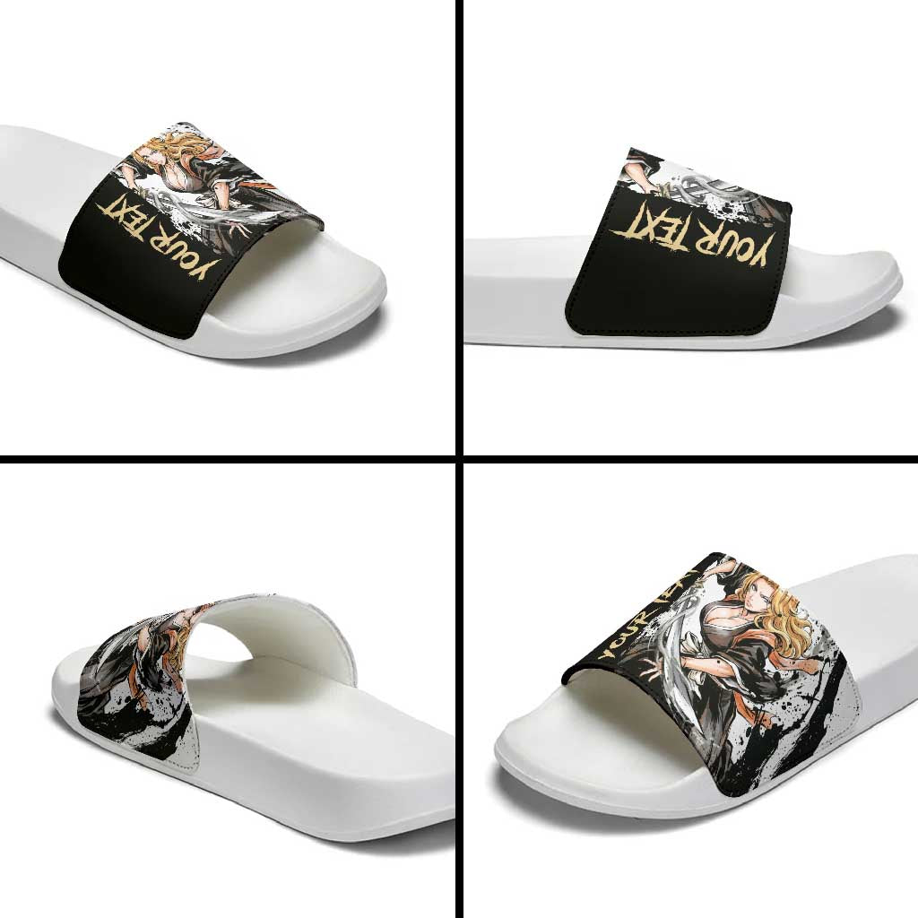 Personalized Rangiku Matsumoto Slide Sandals Ink Splash Anime Brush Style