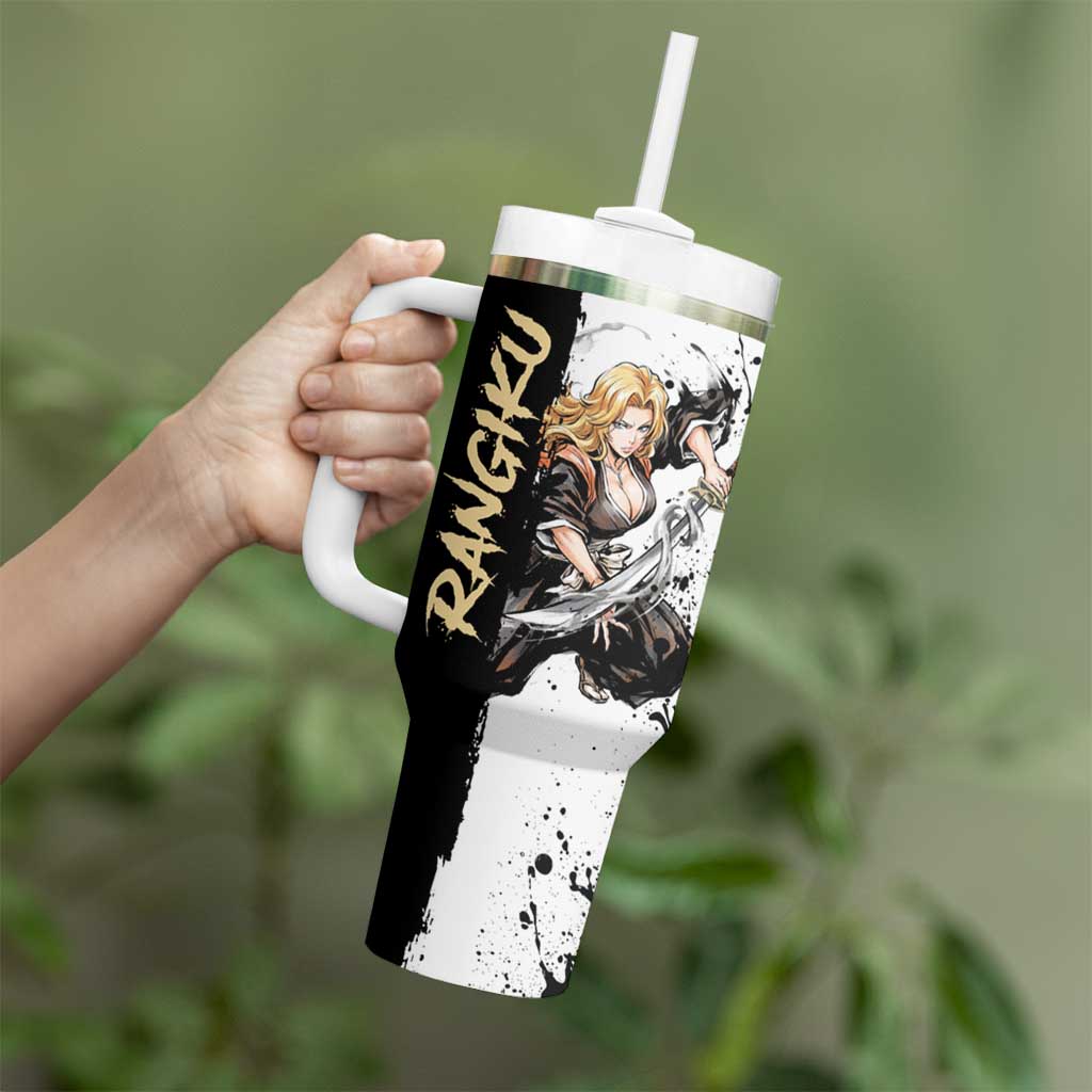 Personalized Rangiku Matsumoto Tumbler With Handle Ink Splash Anime Brush Style