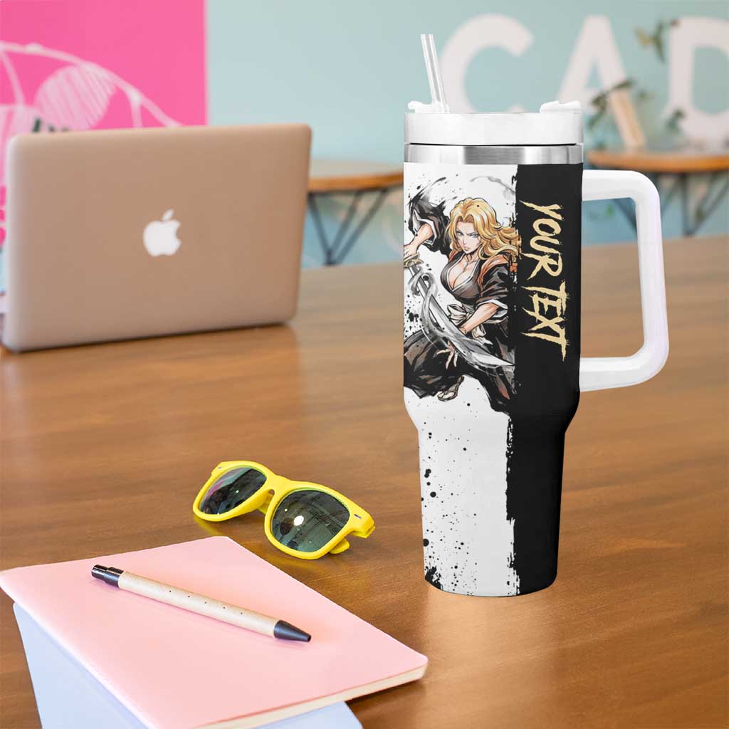Personalized Rangiku Matsumoto Tumbler With Handle Ink Splash Anime Brush Style