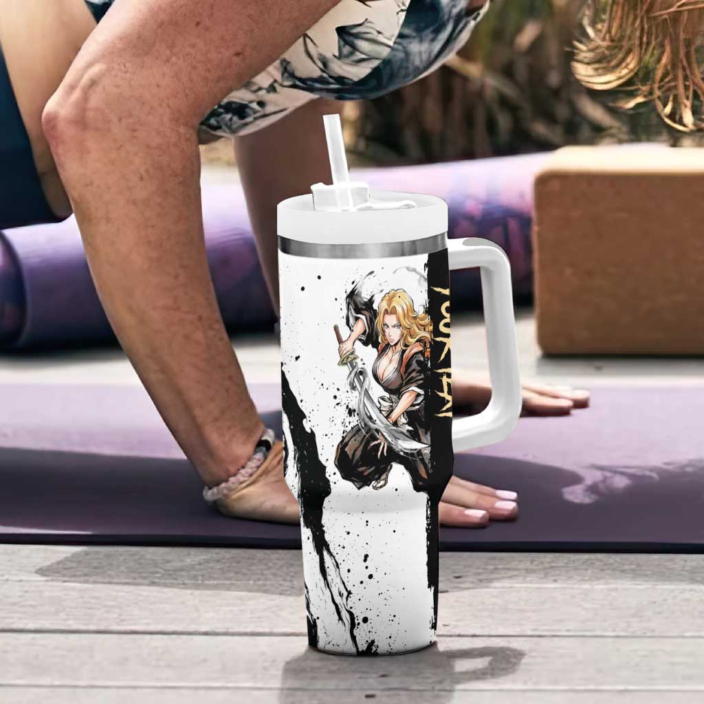Personalized Rangiku Matsumoto Tumbler With Handle Ink Splash Anime Brush Style