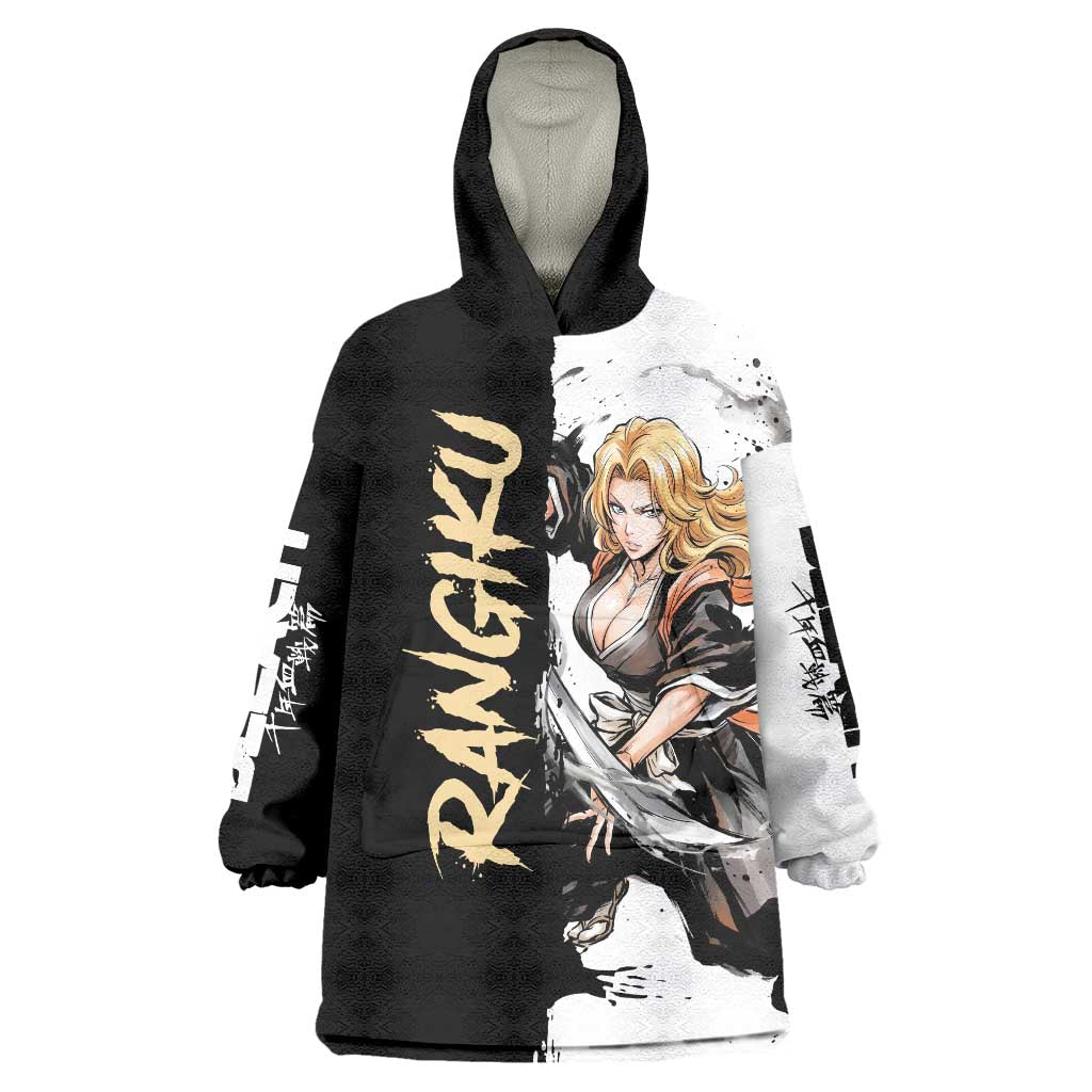 Personalized Rangiku Matsumoto Wearable Blanket Hoodie Ink Splash Anime Brush Style