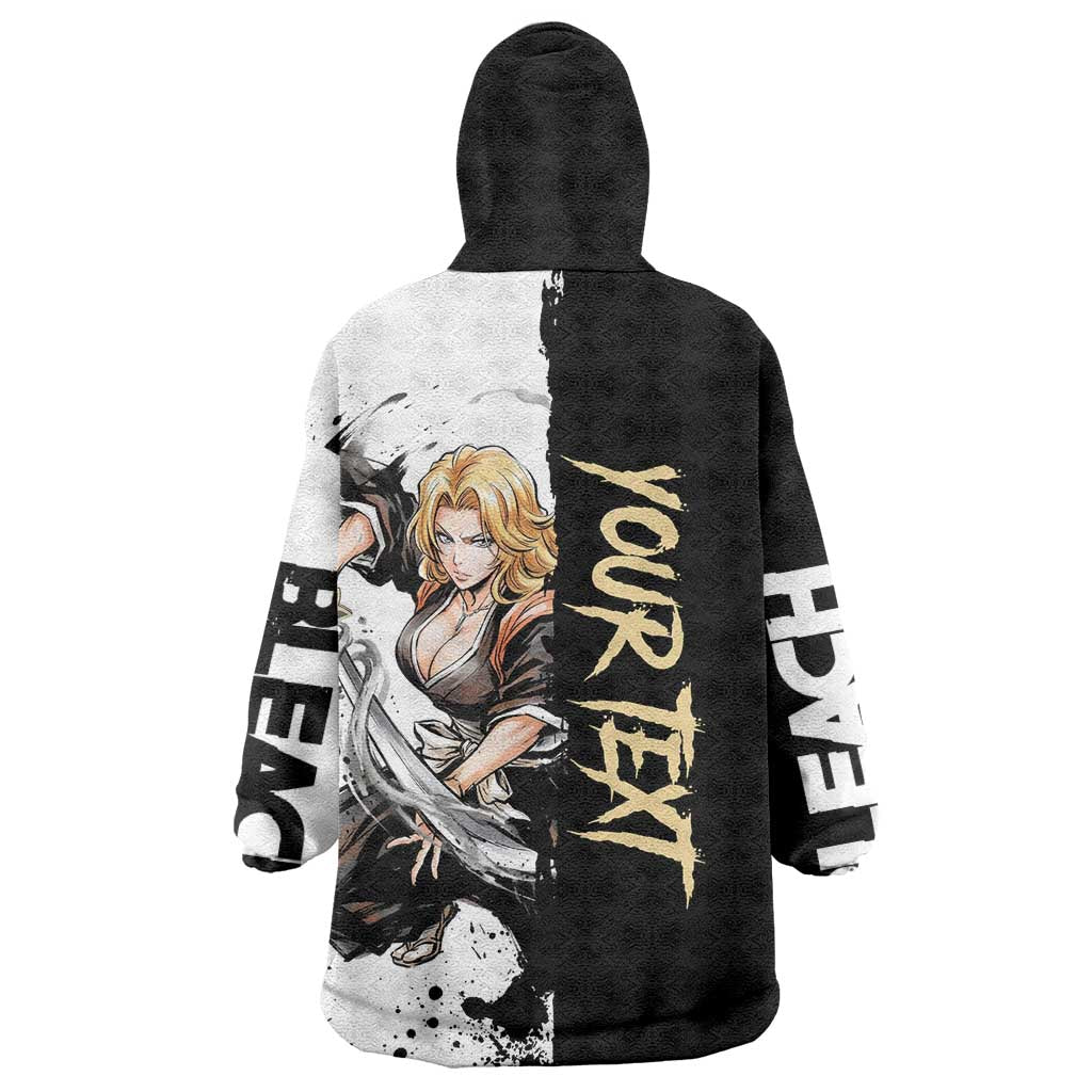 Personalized Rangiku Matsumoto Wearable Blanket Hoodie Ink Splash Anime Brush Style