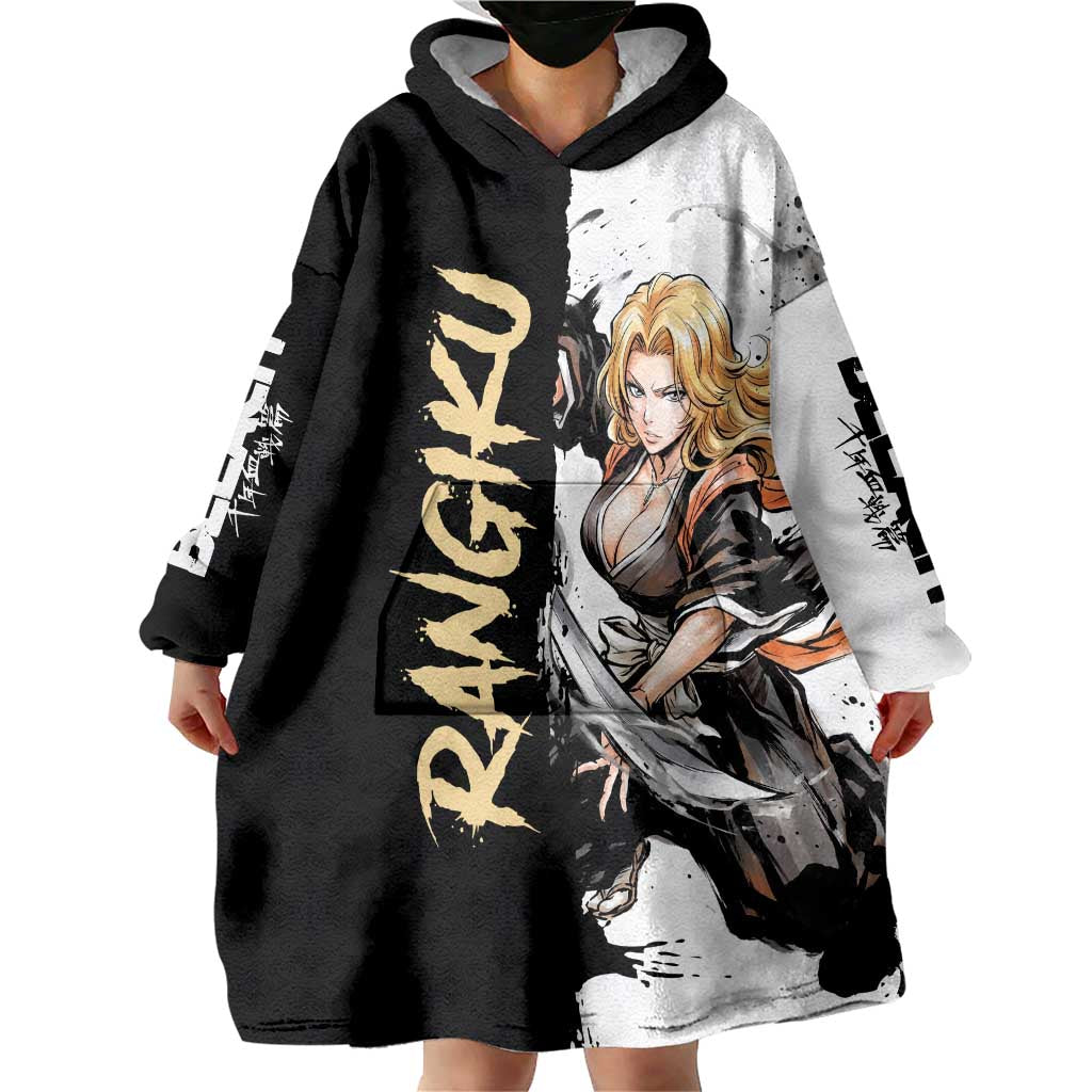 Personalized Rangiku Matsumoto Wearable Blanket Hoodie Ink Splash Anime Brush Style
