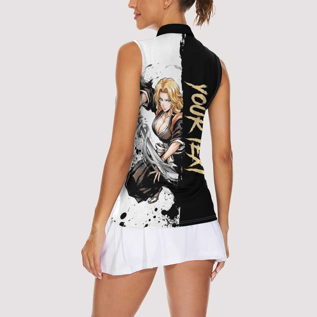Personalized Rangiku Matsumoto Women Sleeveless Polo Shirt Ink Splash Anime Brush Style