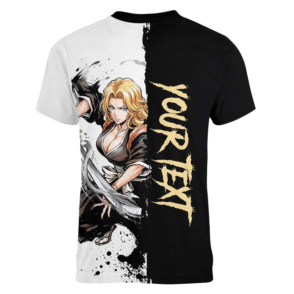 Personalized Rangiku Matsumoto Women V-Neck T-Shirt Ink Splash Anime Brush Style