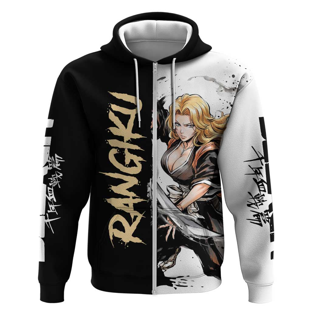 Personalized Rangiku Matsumoto Zip Hoodie Ink Splash Anime Brush Style