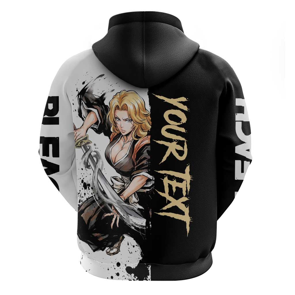Personalized Rangiku Matsumoto Zip Hoodie Ink Splash Anime Brush Style
