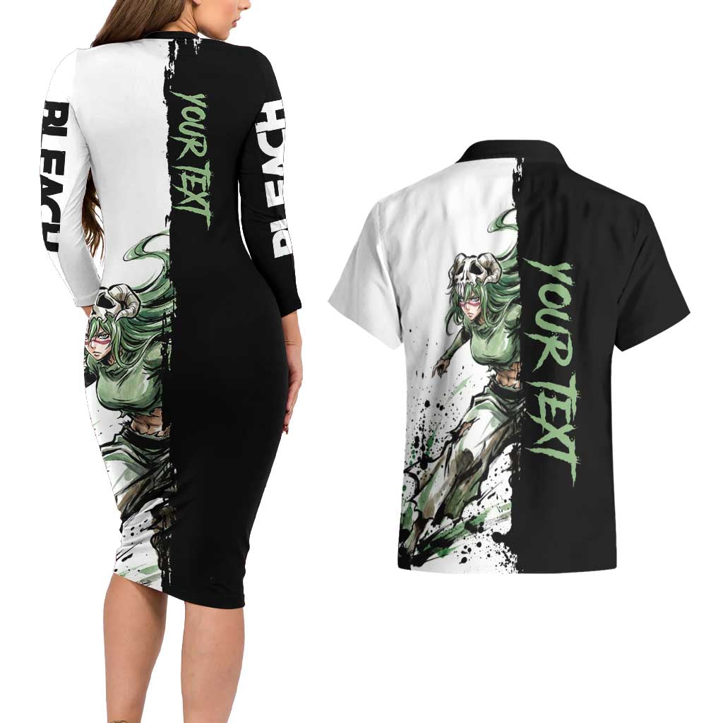 Personalized Nel Tu Couples Matching Long Sleeve Bodycon Dress and Hawaiian Shirt Ink Splash Anime Brush Style