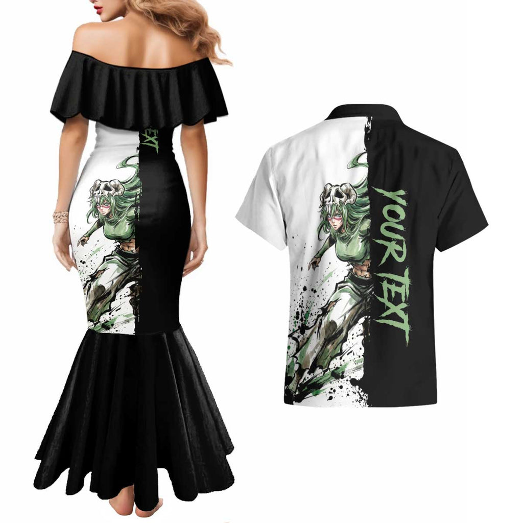 Personalized Nel Tu Couples Matching Mermaid Dress and Hawaiian Shirt Ink Splash Anime Brush Style