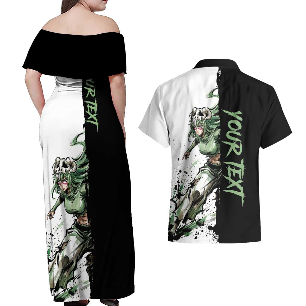 Personalized Nel Tu Couples Matching Off Shoulder Maxi Dress and Hawaiian Shirt Ink Splash Anime Brush Style