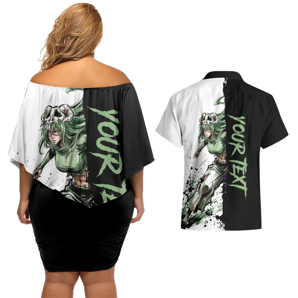 Personalized Nel Tu Couples Matching Off Shoulder Short Dress and Hawaiian Shirt Ink Splash Anime Brush Style