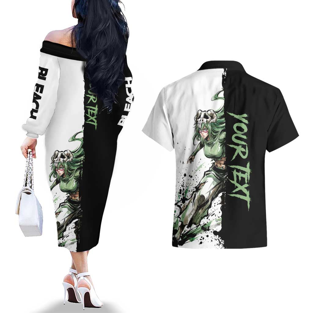 Personalized Nel Tu Couples Matching Off The Shoulder Long Sleeve Dress and Hawaiian Shirt Ink Splash Anime Brush Style
