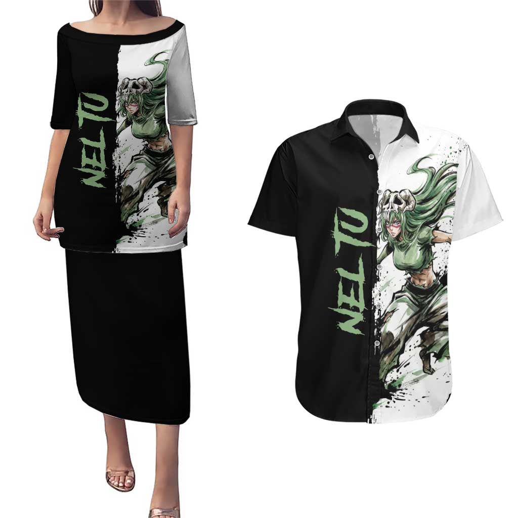 Personalized Nel Tu Couples Matching Puletasi and Hawaiian Shirt Ink Splash Anime Brush Style