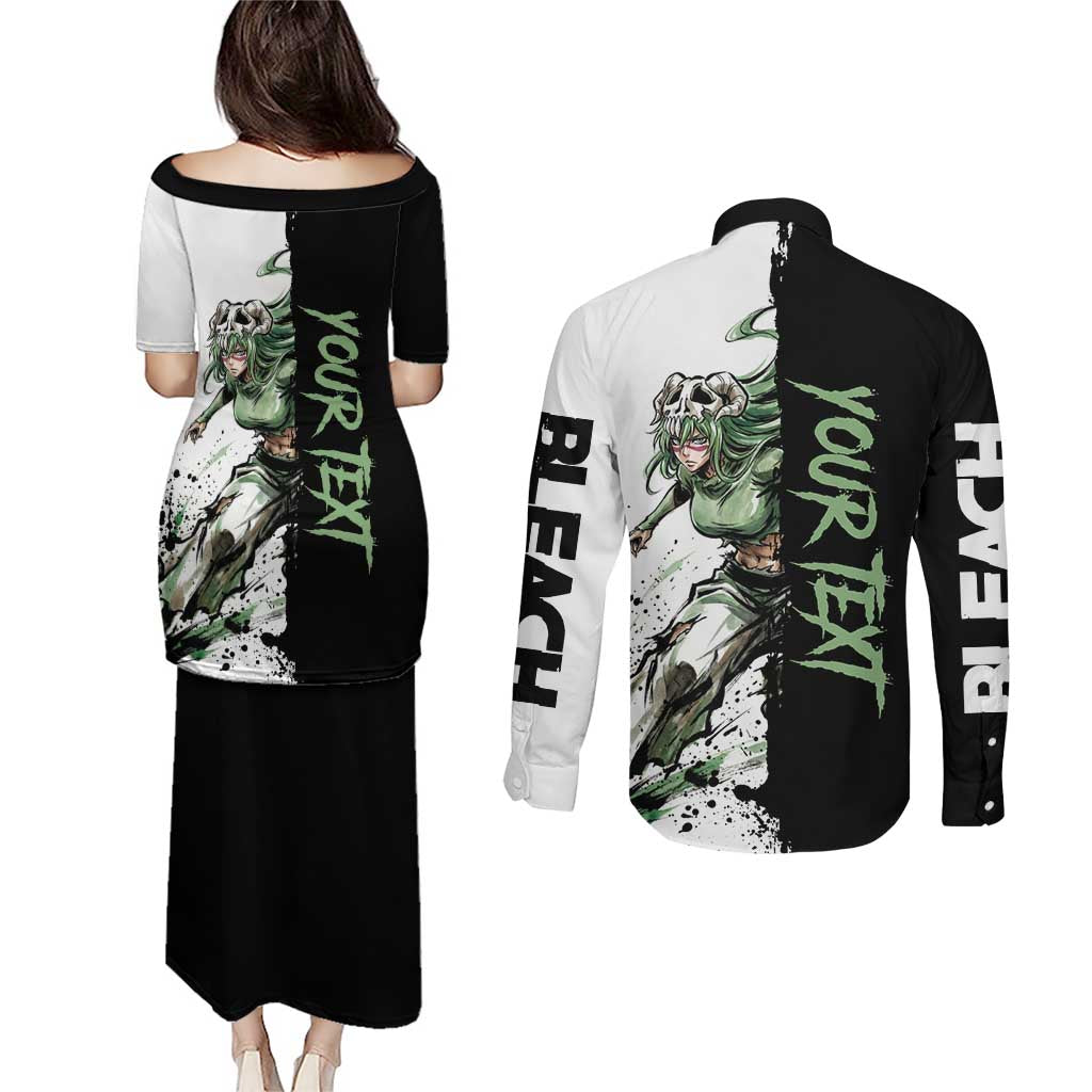 Personalized Nel Tu Couples Matching Puletasi and Long Sleeve Button Shirt Ink Splash Anime Brush Style