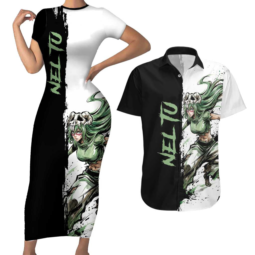 Personalized Nel Tu Couples Matching Short Sleeve Bodycon Dress and Hawaiian Shirt Ink Splash Anime Brush Style