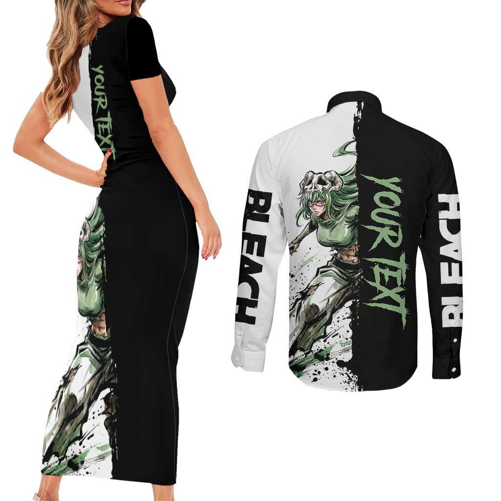 Personalized Nel Tu Couples Matching Short Sleeve Bodycon Dress and Long Sleeve Button Shirt Ink Splash Anime Brush Style