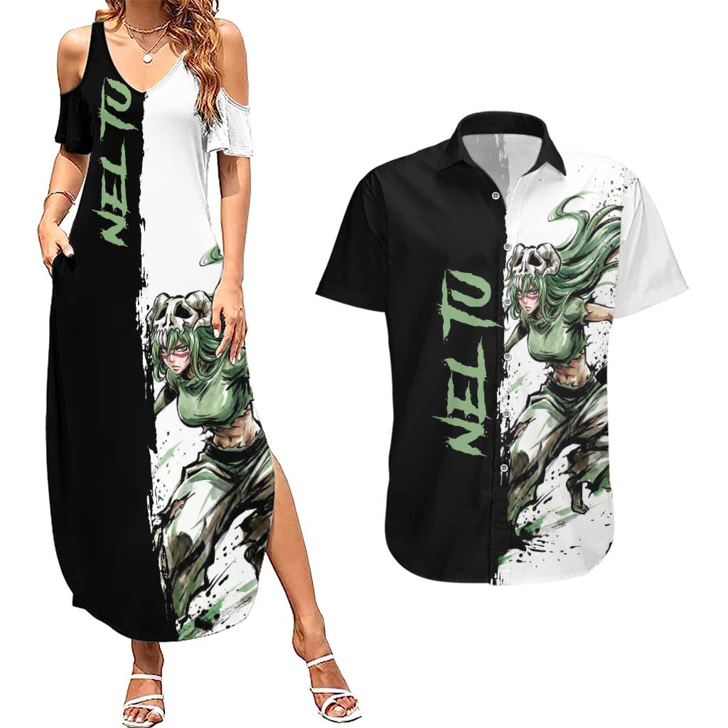 Personalized Nel Tu Couples Matching Summer Maxi Dress and Hawaiian Shirt Ink Splash Anime Brush Style