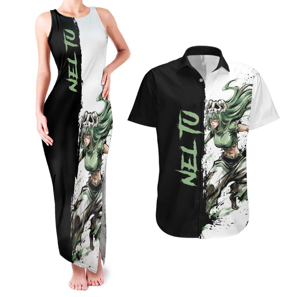 Personalized Nel Tu Couples Matching Tank Maxi Dress and Hawaiian Shirt Ink Splash Anime Brush Style