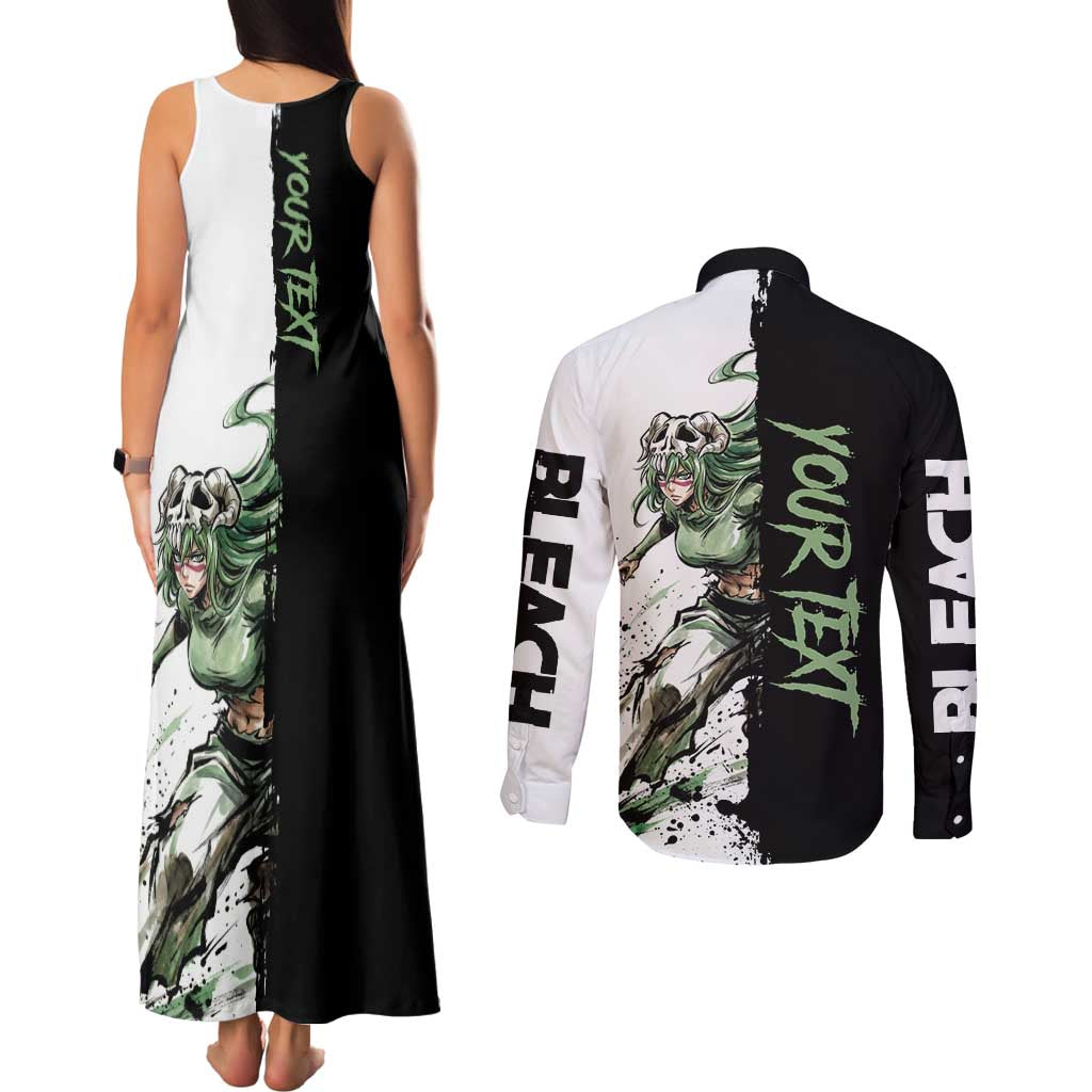 Personalized Nel Tu Couples Matching Tank Maxi Dress and Long Sleeve Button Shirt Ink Splash Anime Brush Style